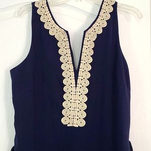 Lilly Pulitzer Navy and Gold romper
